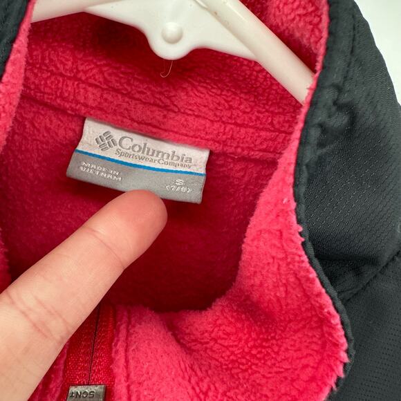 Columbia Jacket Kids 7/8 (Small) Pink/Black Fleece Zip Up Mock Neck Long Sleeve - Picture 4 of 6